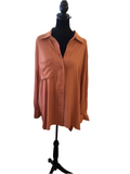 Merci pumpkin color long sleeve button up top