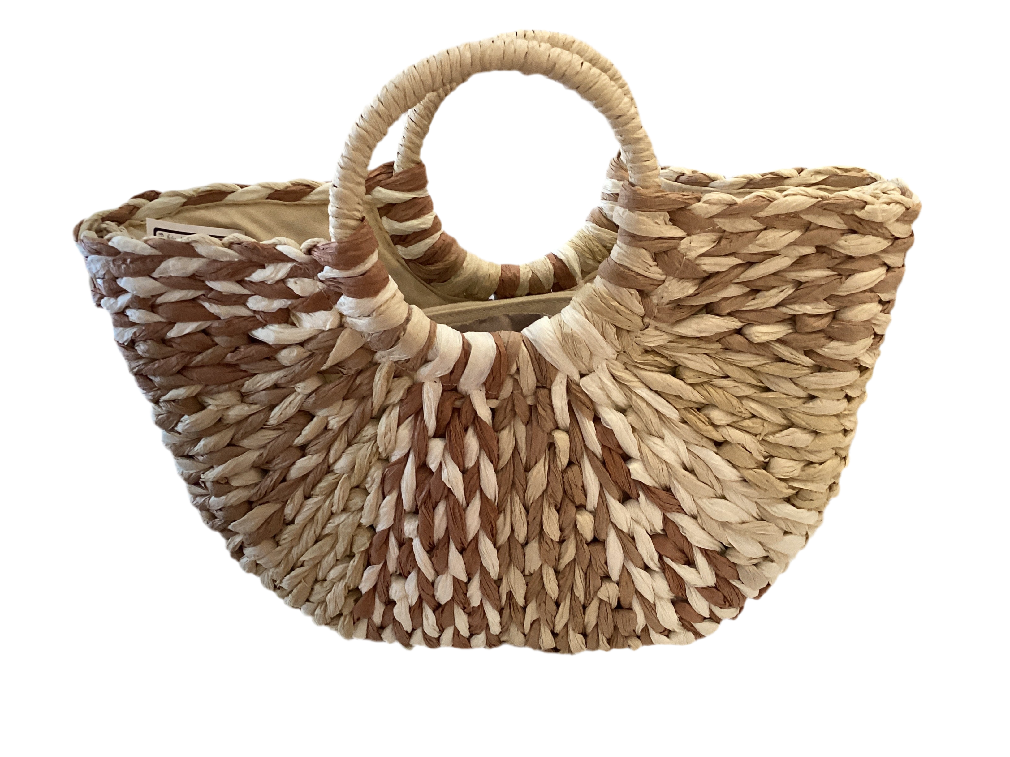 Straw handbag with straw handle