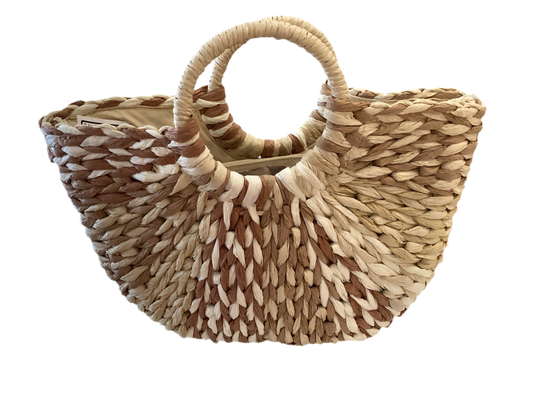 Straw handbag with straw handle