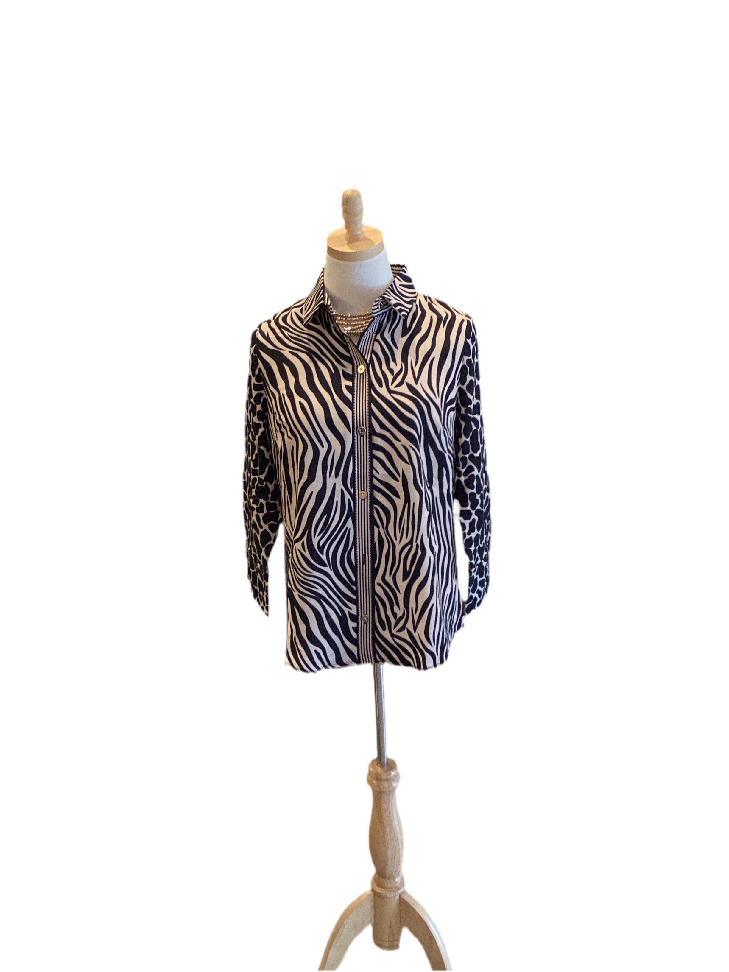 Gretchen Scott Multi Animal Print Boyfriend Top