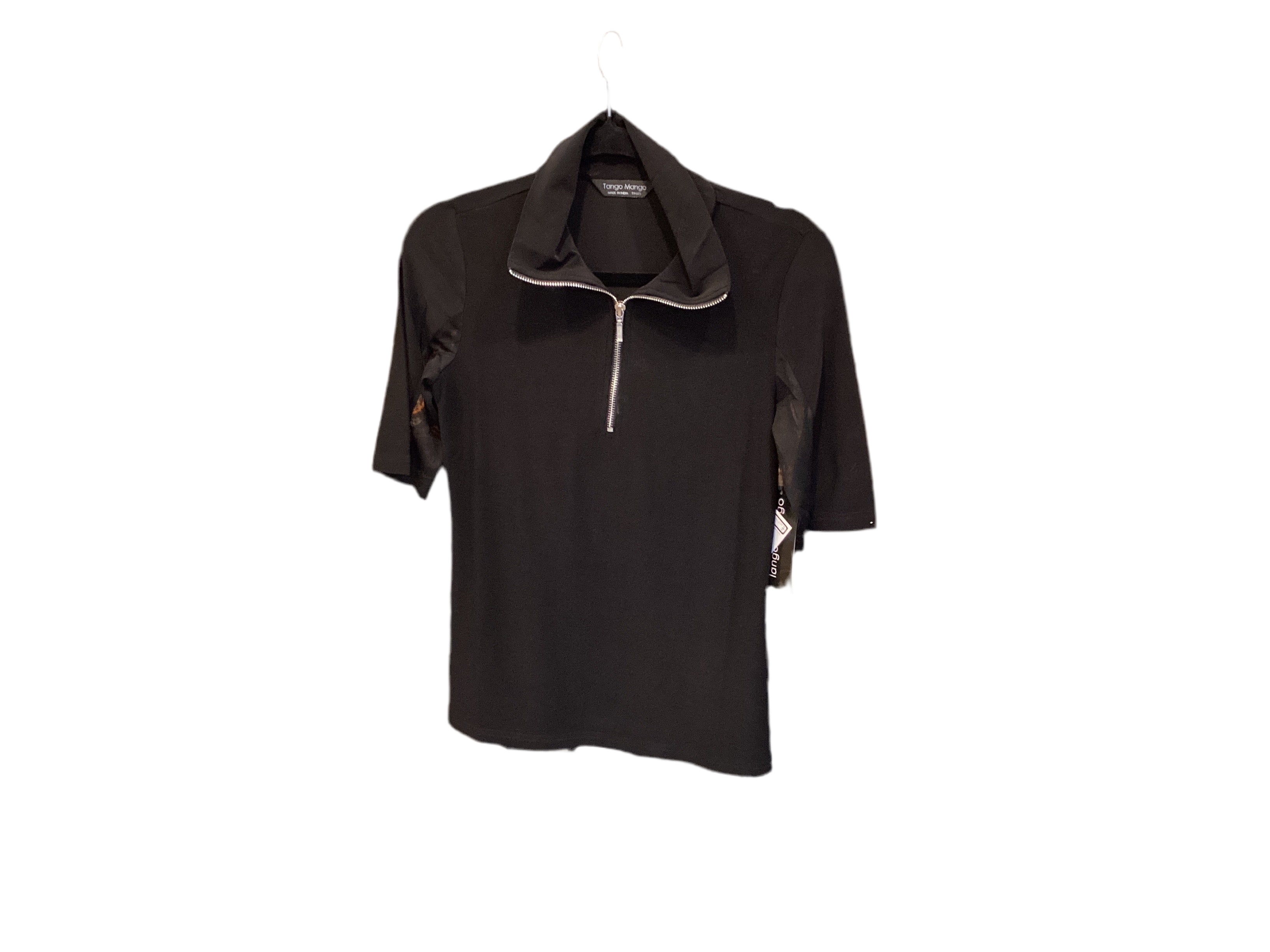 Tango mango half zip short sleeve underarm mesh top