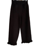 Style U black straight leg pant with patch front pockets, back zipper & ruffle hem