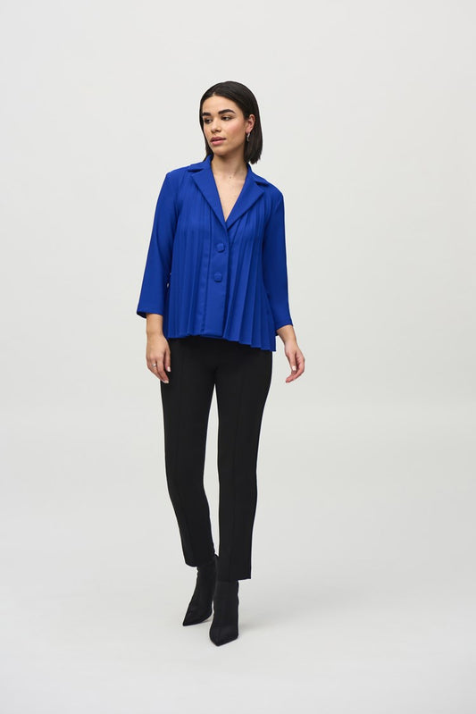 Joseph Ribkoff Lux Twill Pleated Sapphire Trapeze Jacket