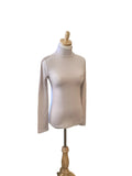 Zenana beige long sleeve mock turtleneck scuba top