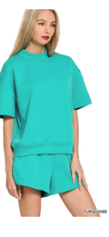 Zenana Turquoise Scuba Short Set