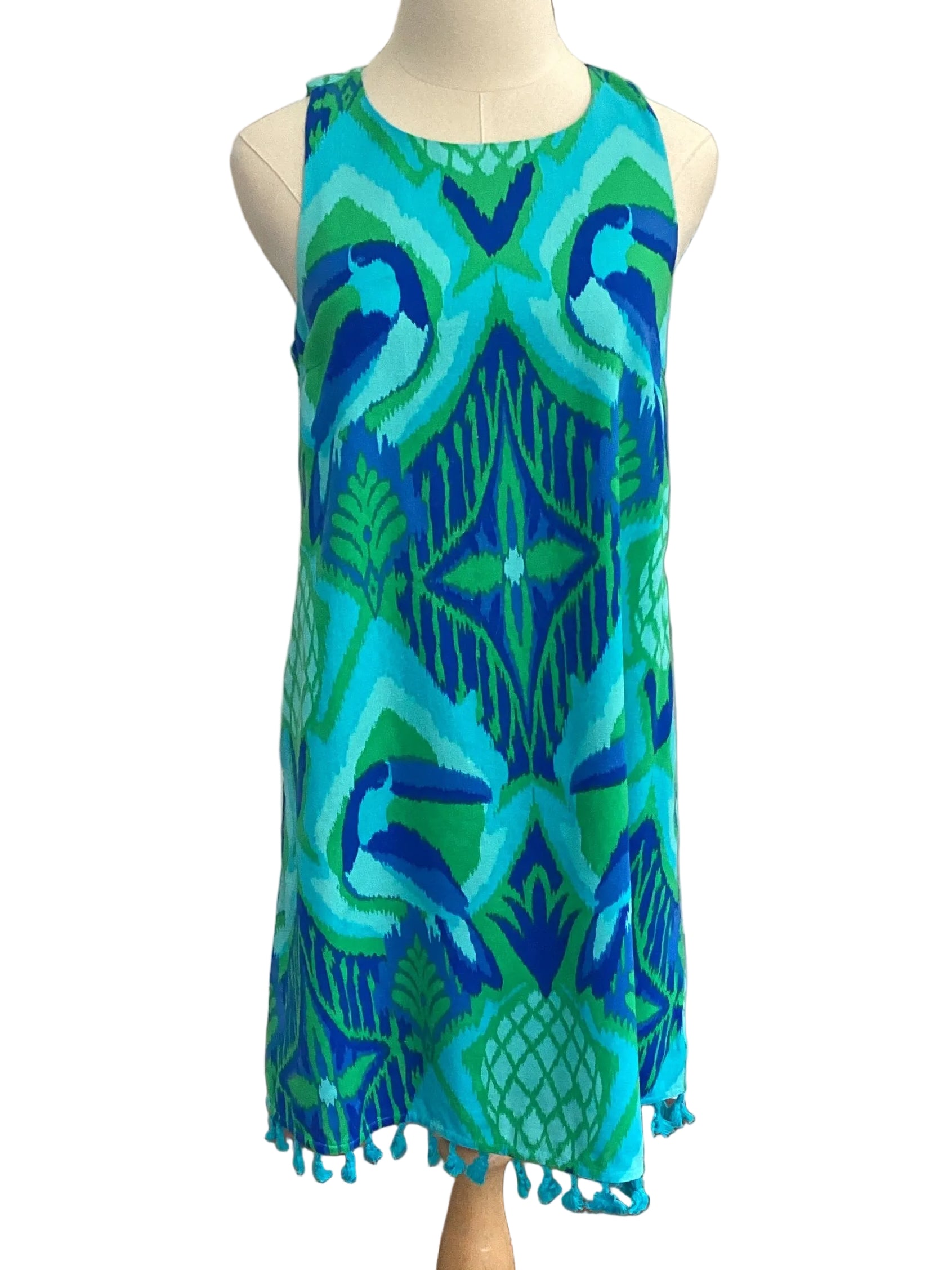 Sugarlips blue green sleeveless dress with bottom fringe Julia Neal Fashions, LLC Sugarlips blue green sleeveless dress with bottom fringe Julia Neal Fashions, LLC