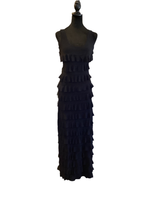 Tango mango black sleeveless maxi dress with ruffles