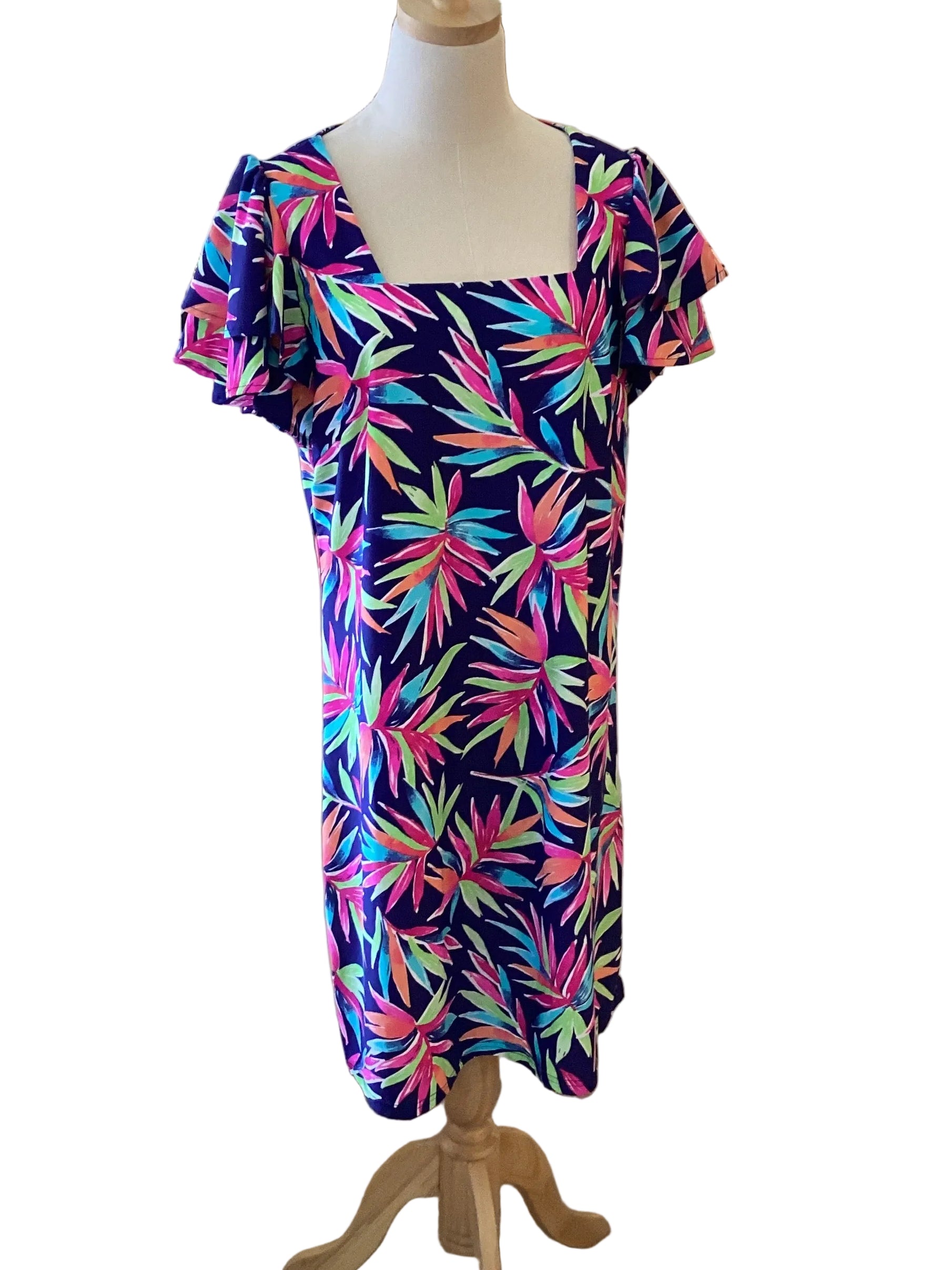 Aryeh square neck multi color / navy dress