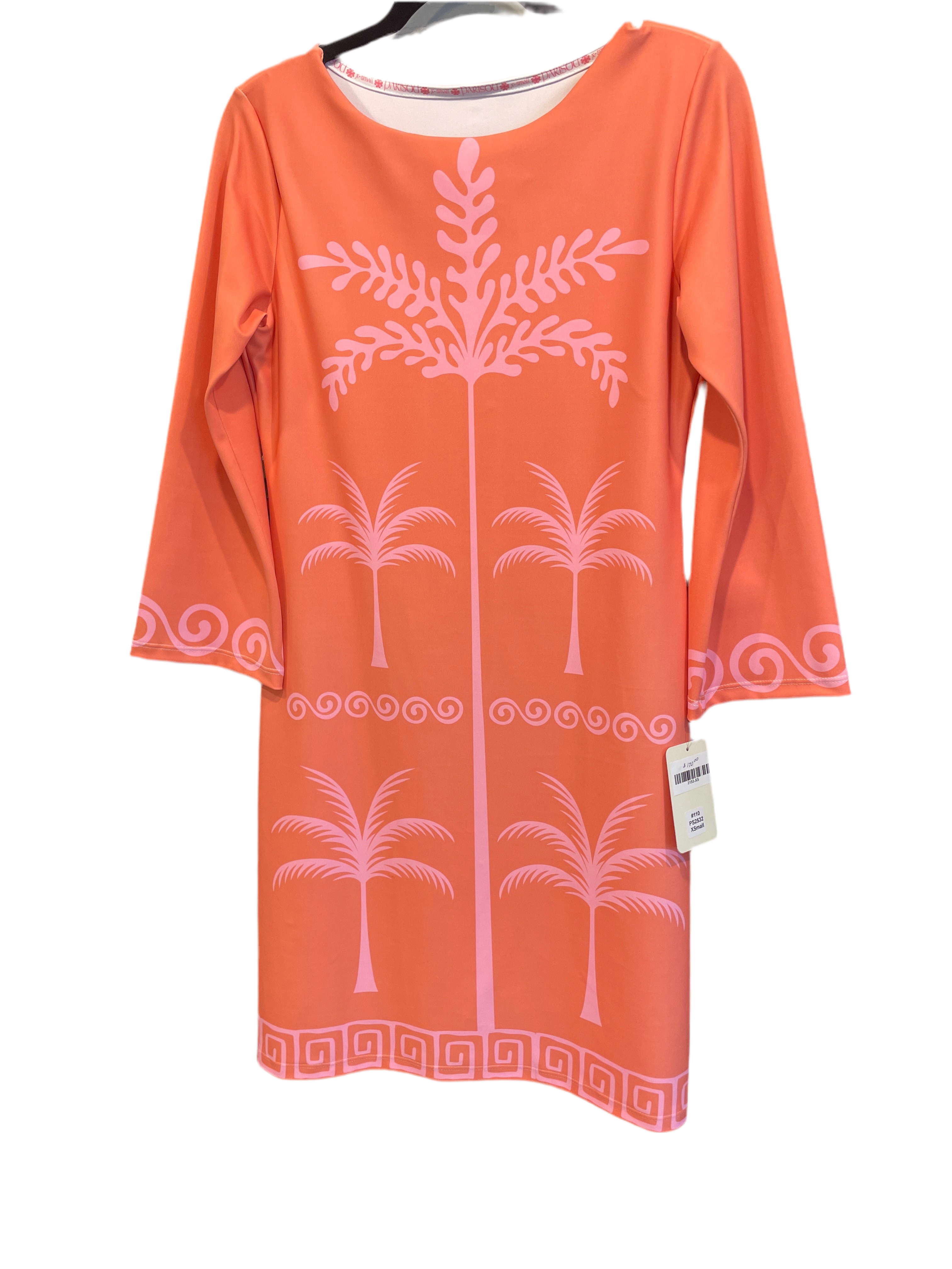 Parisou orange dress with pink palms
