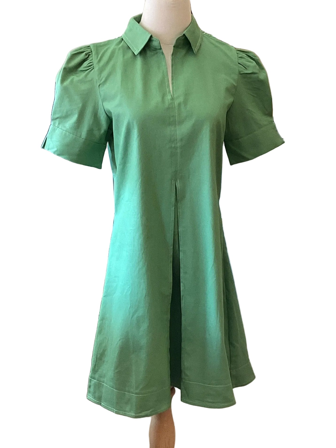 Gigio Apple Green A-Line Collared Mini Dress