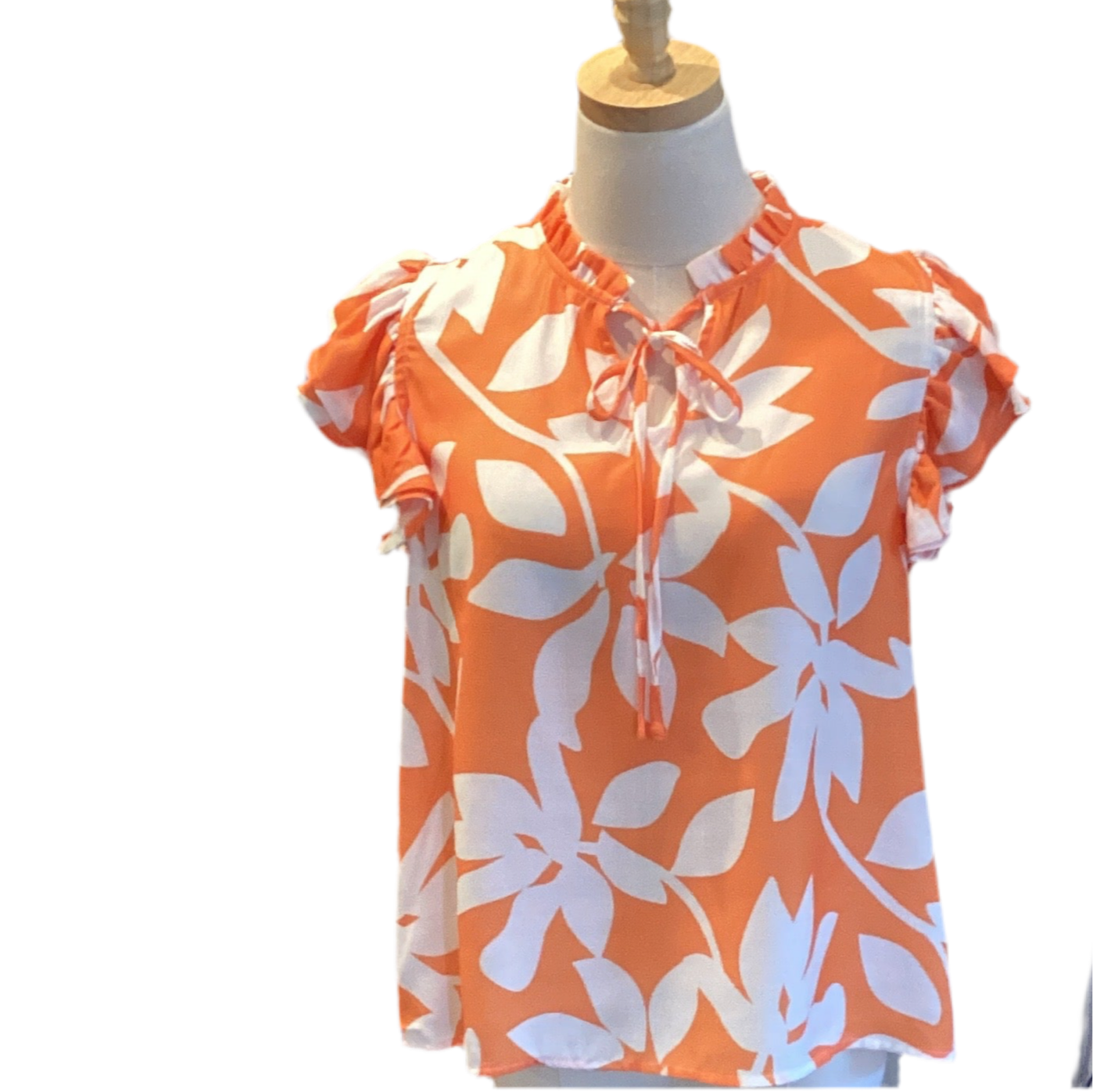 Jodifl orange ivory ruffle sleeve top