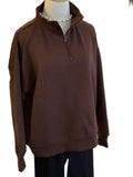 Zenana chocolate 1/4 zip long sleeve sweatshirt