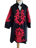 Jodifl black long sleeve dress with red applique