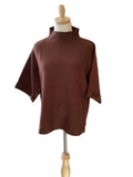 Jodifl brown mock neck short sleeve sweater