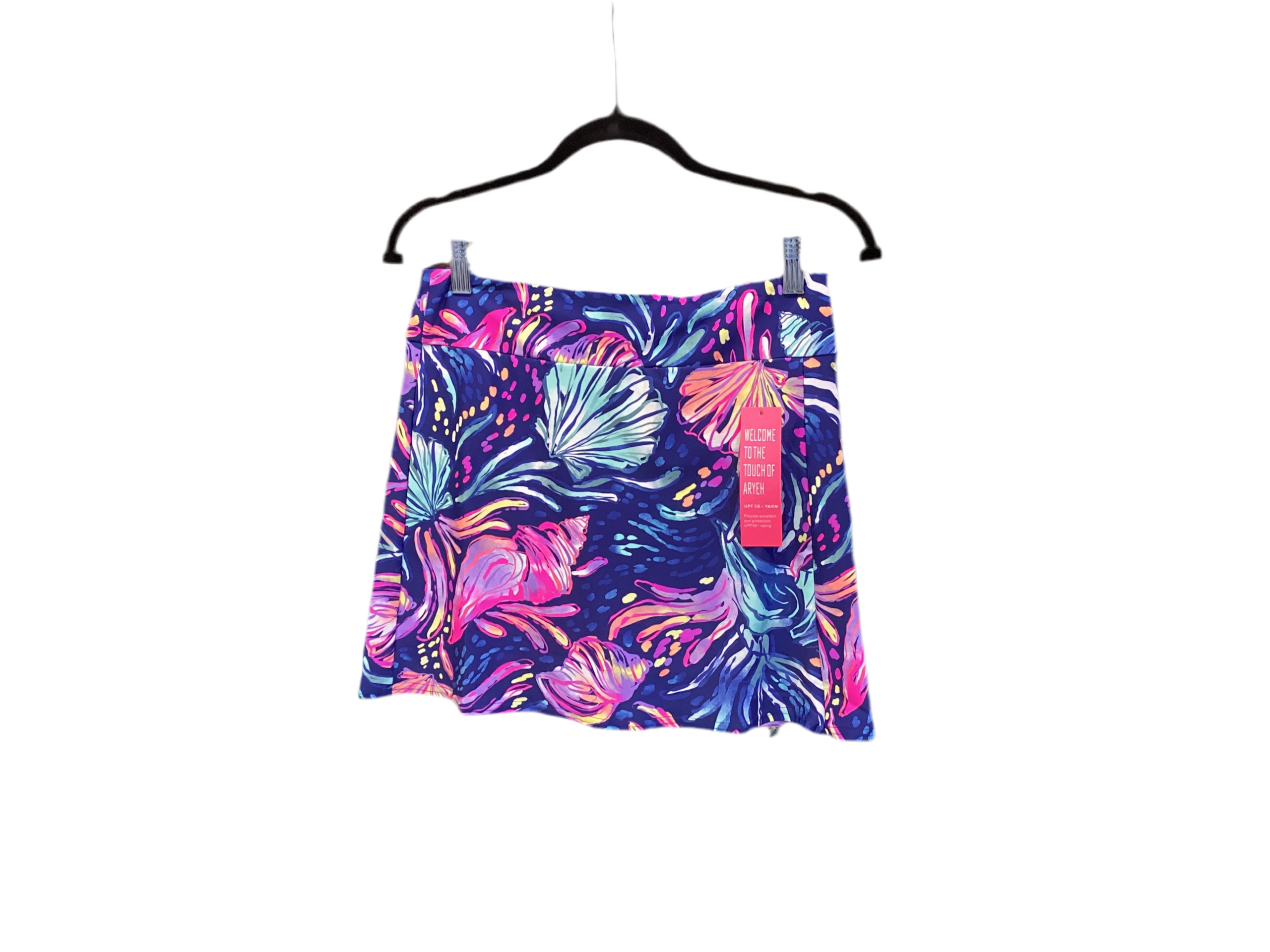 Aryeh navy skort with pink purple print