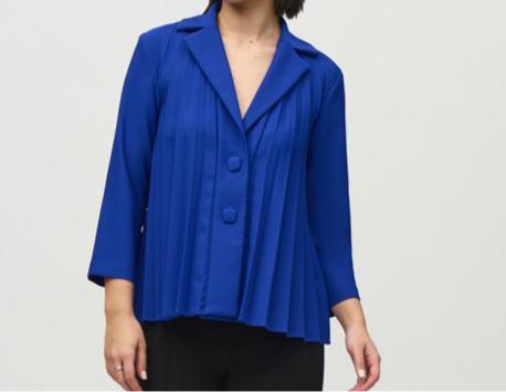 Joseph Ribkoff Lux Twill Pleated Sapphire Trapeze Jacket