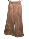 GiGio espresso stretchy denim like wide leg exposed zipper pants with stitch detail
