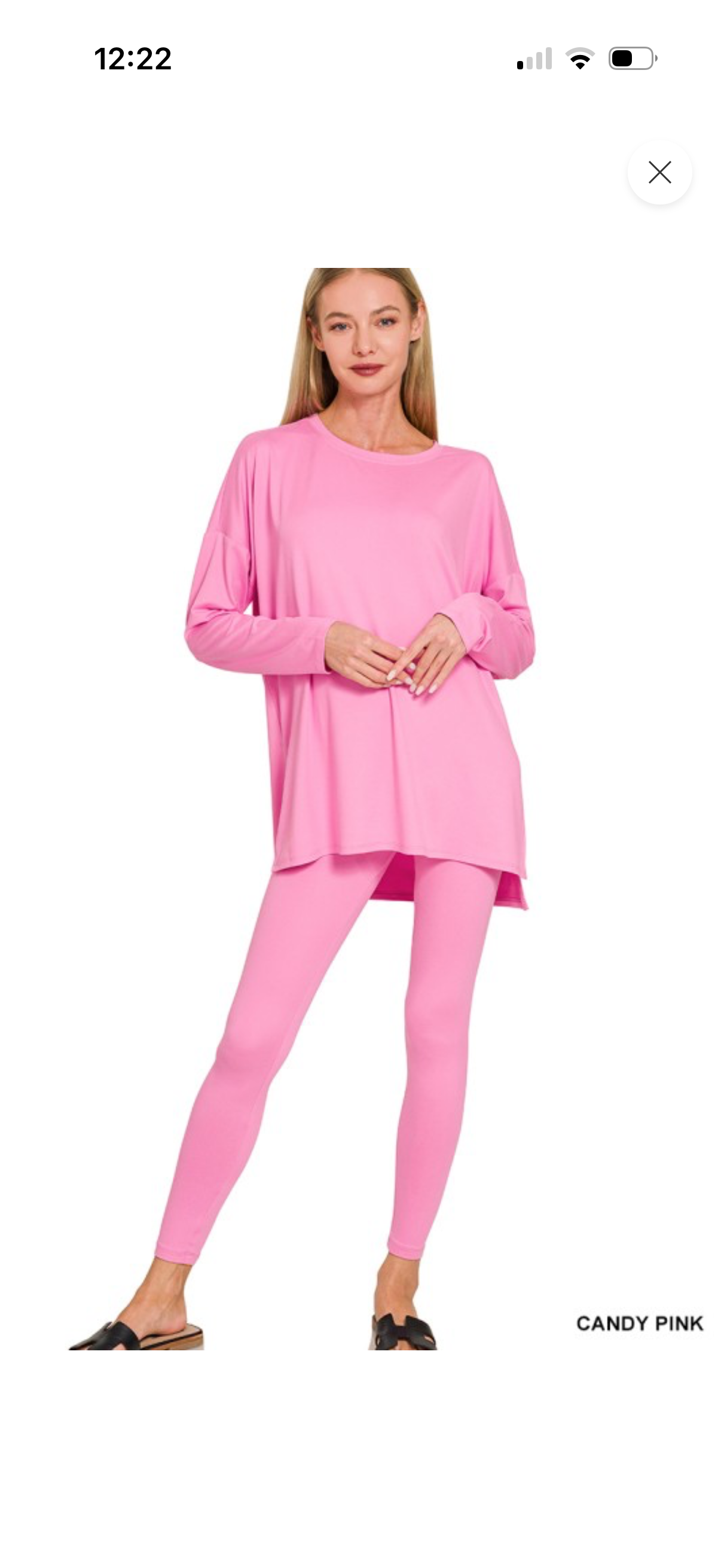Zenana Candy Pink Long Sleeve Round Neck Lounge Set