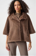 Joseph Ribkoff Chevron faux fur Cape style jacket