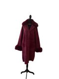 Joseph Ribkoff burgundy fur coat with fur collar and cuffs
