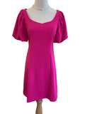 She & Sky hot pink puff, short sleeve knit dress