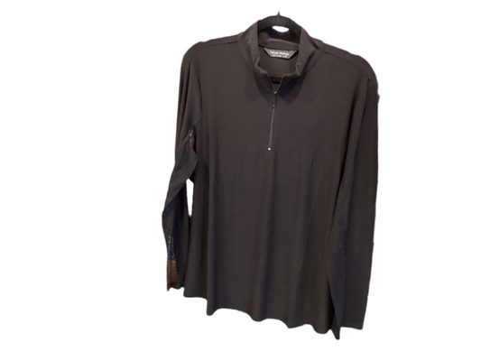 Tango mango black long sleeve underarm mesh half zip top