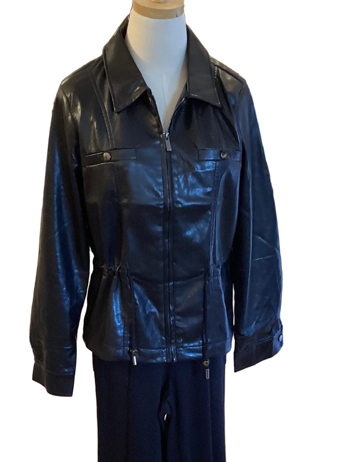 Picadilly soft leather like jacket with drawstring waist