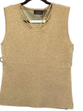 LTX gold metallic v neck tank neck tank with gold bead accent
