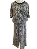 Annie Wear leopard jacquard wide leg pant