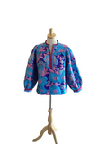 Jodifl blue purple pink flowered brocade long sleeve top