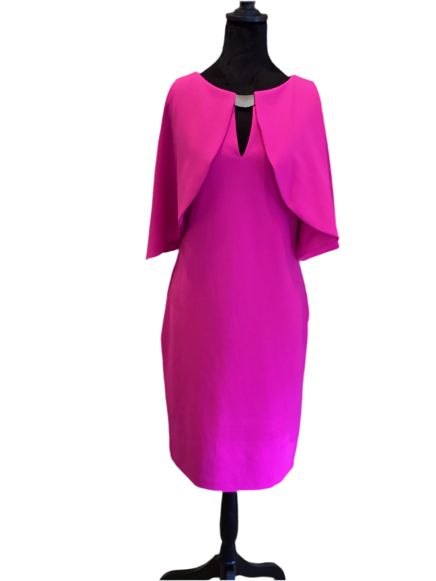 Joseph Ribkoff hot pink sleeveless dress with cape