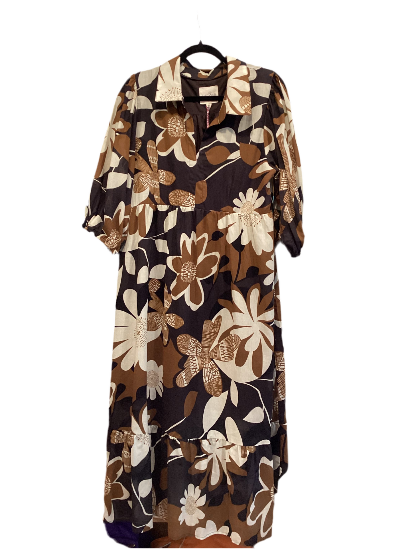 Camel Flower Print Dress