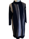 Picadilly taupe, black, brown stripe long sleeve knit dress
