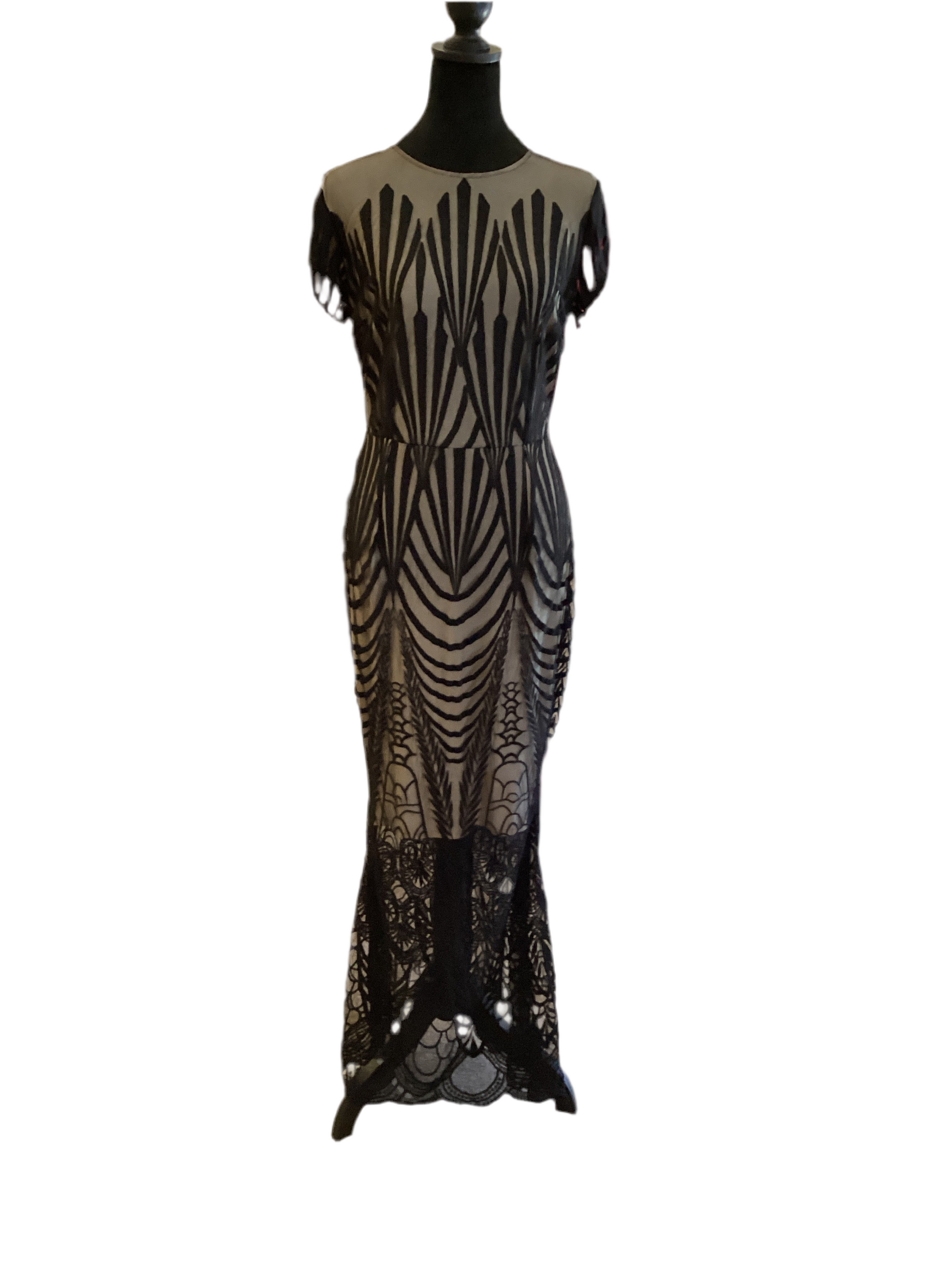 joseph ribkoff black lace dress Joseph Ribkoff Embroidered Lace Gown