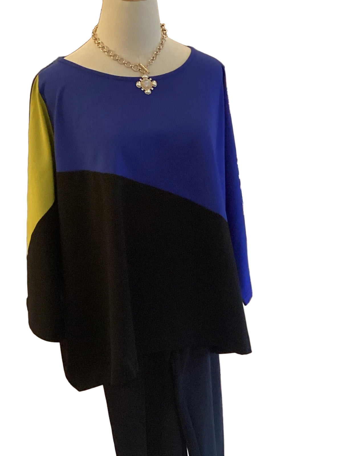 Lior blue black lime 3/4 sleeve tunic