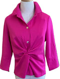 Gretchen Scott hot pink twist and shout top with 3/4 sleeve