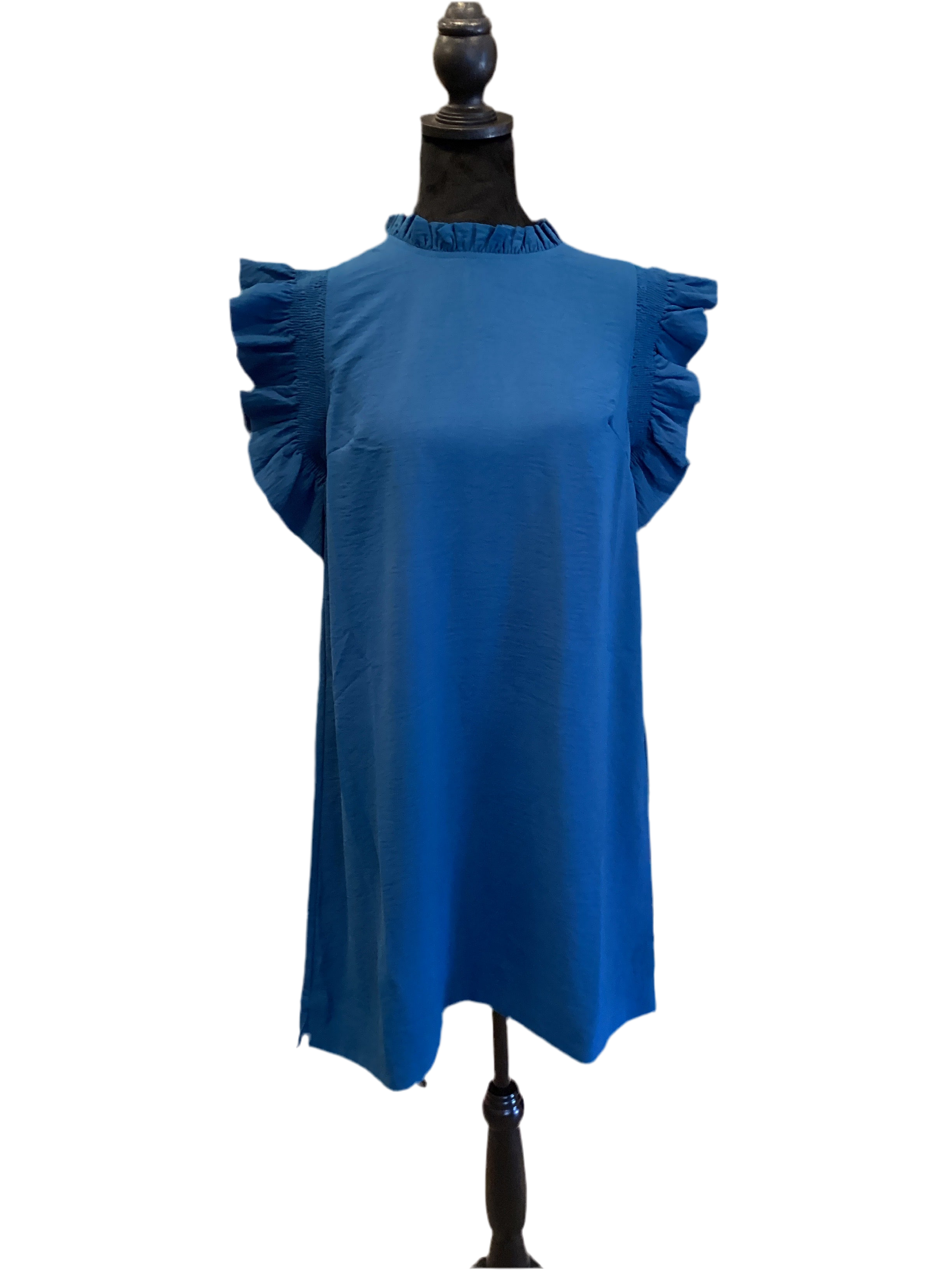 Jodifl teal dress with ruffle sleeve