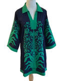 Jodifl navy long sleeve dress with green trim and applique