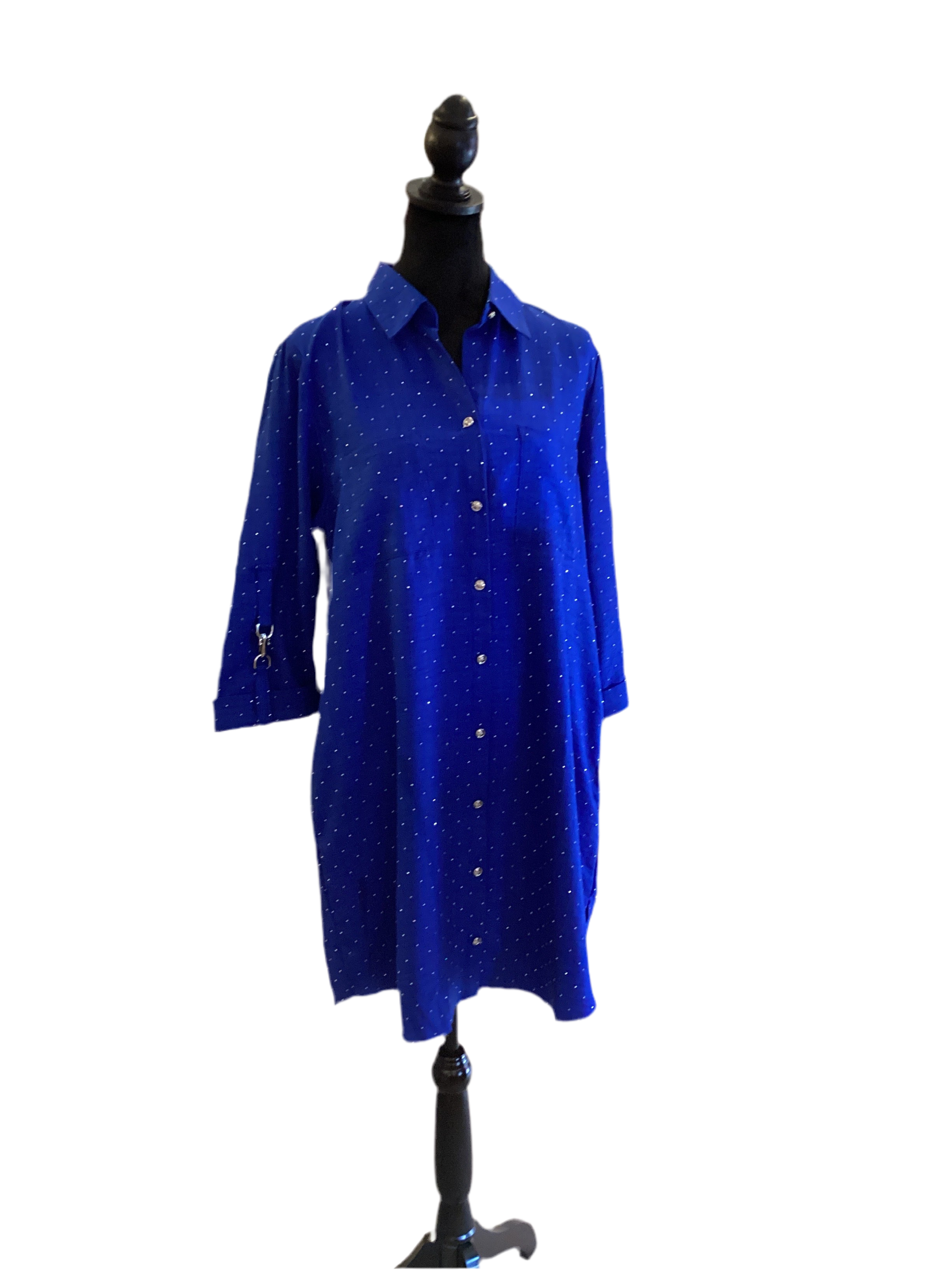 Spin USA royal button down sparkle dress with metal clips