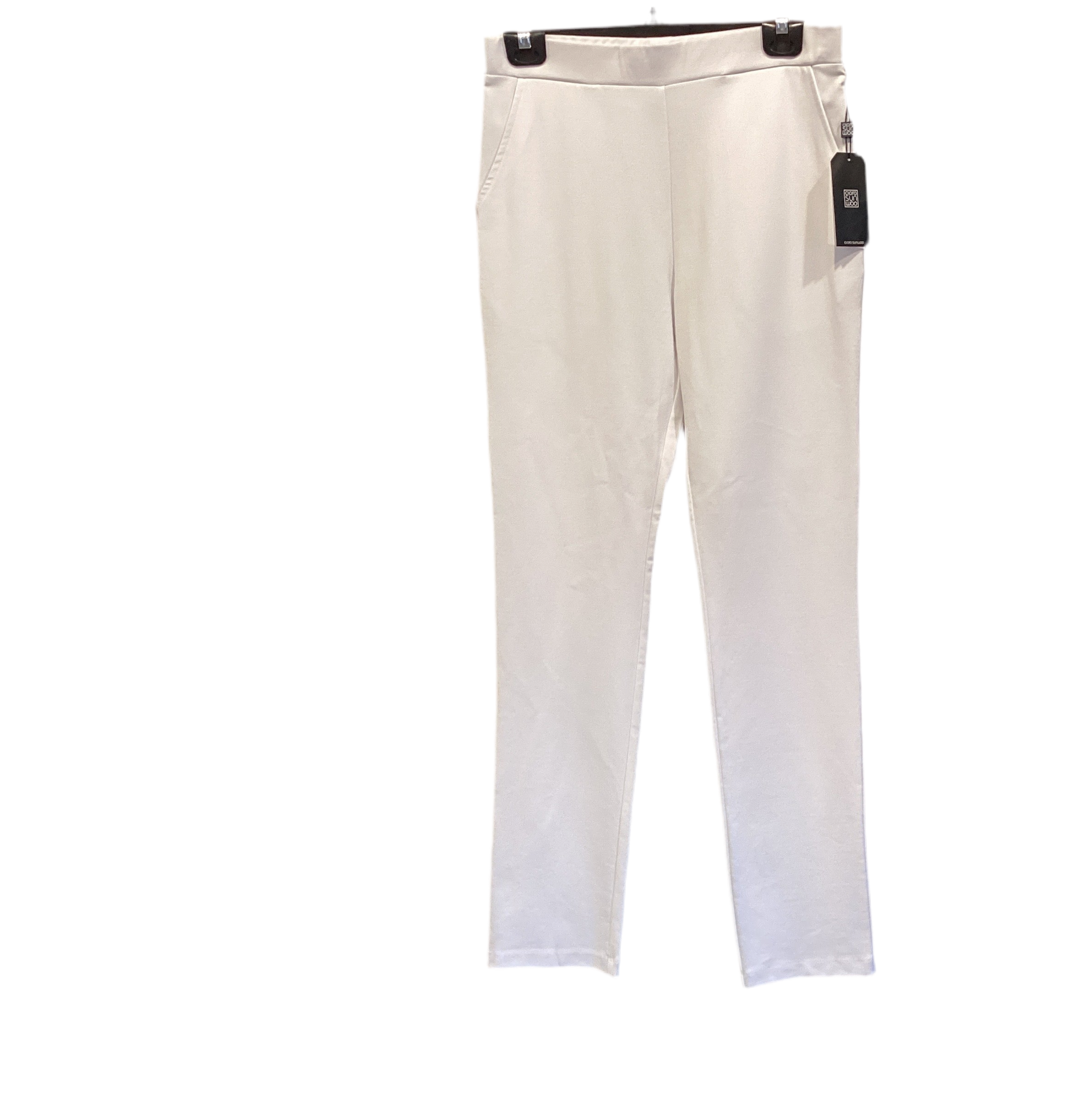 Clara Sun Woo White knit straight leg pant with pockets