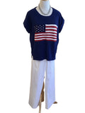 LovLov Navy 4th of July American Flag Knit Top