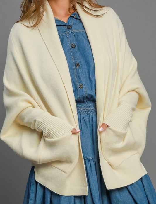 Cream open front cardigan