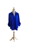 Spin USA royal blue rhinestone button down shirt with sleeve tabs