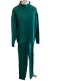 Zenana hunter green 3/4 zip sweatshirt with cuff ankle pants