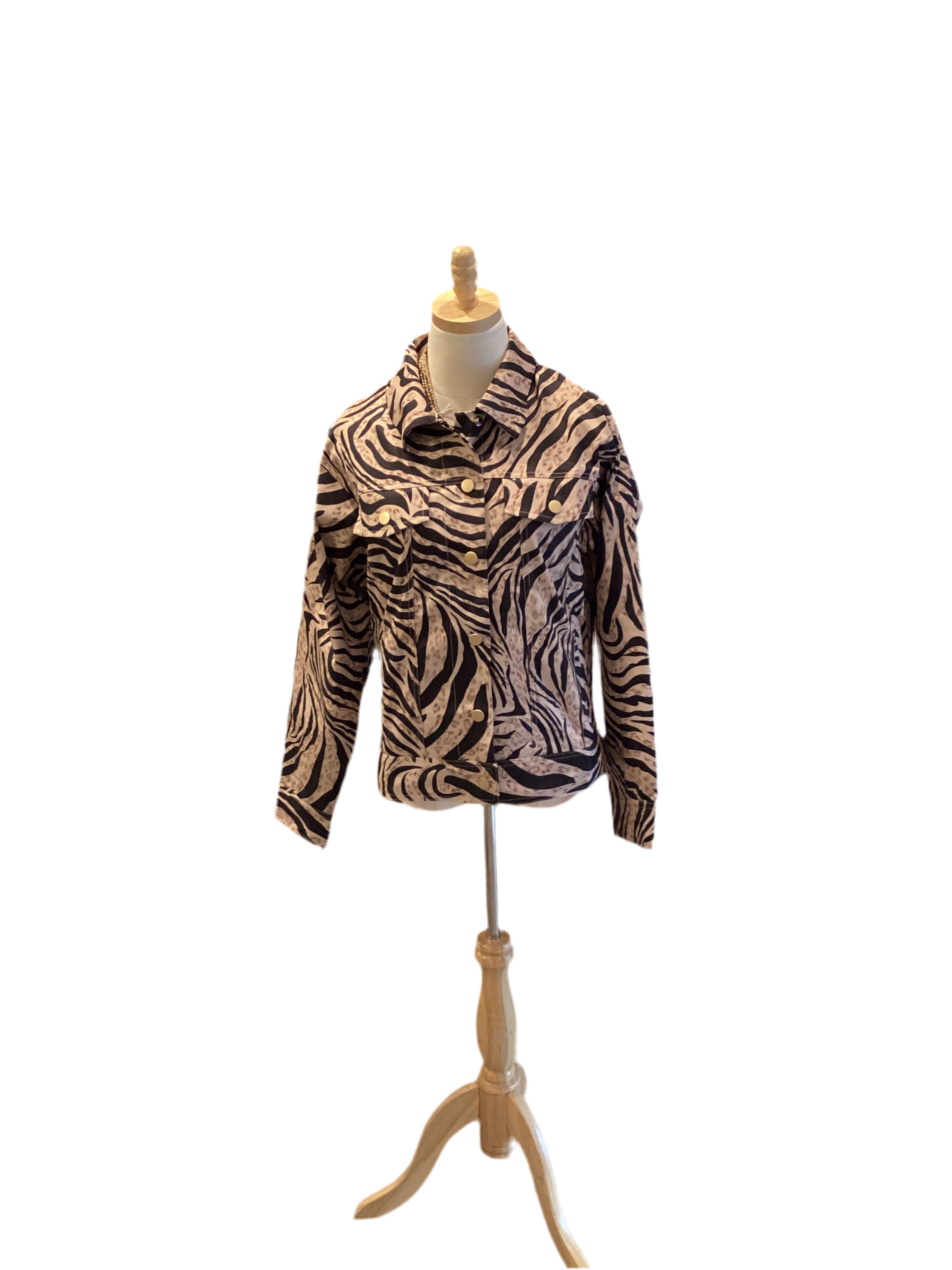 Strut & Bolt taupe black zebra print jacket