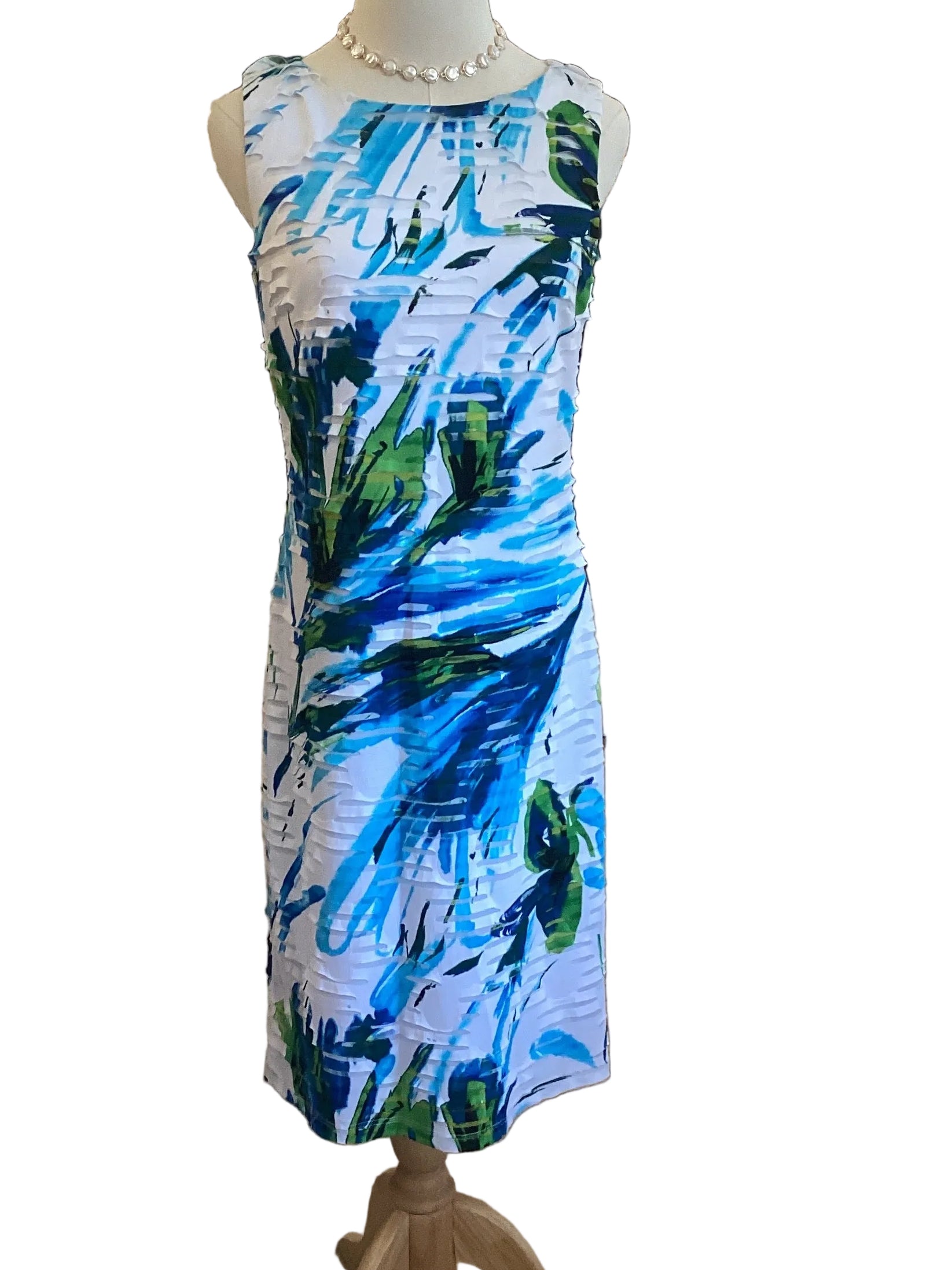 Frank Lyman Blue & Green Abstract Sleeveless Dress