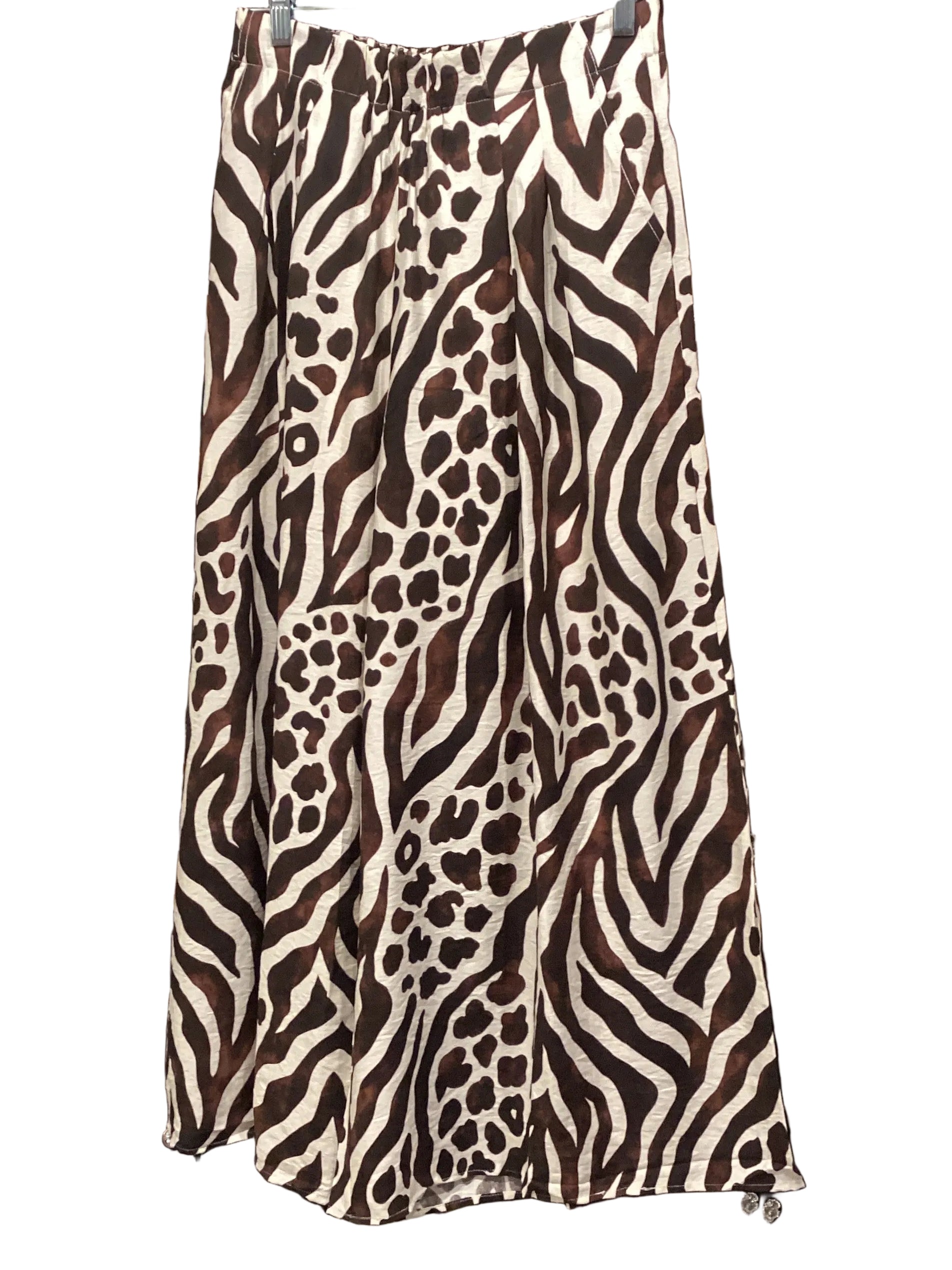 Umgee lined animal print wide leg pant with pockets