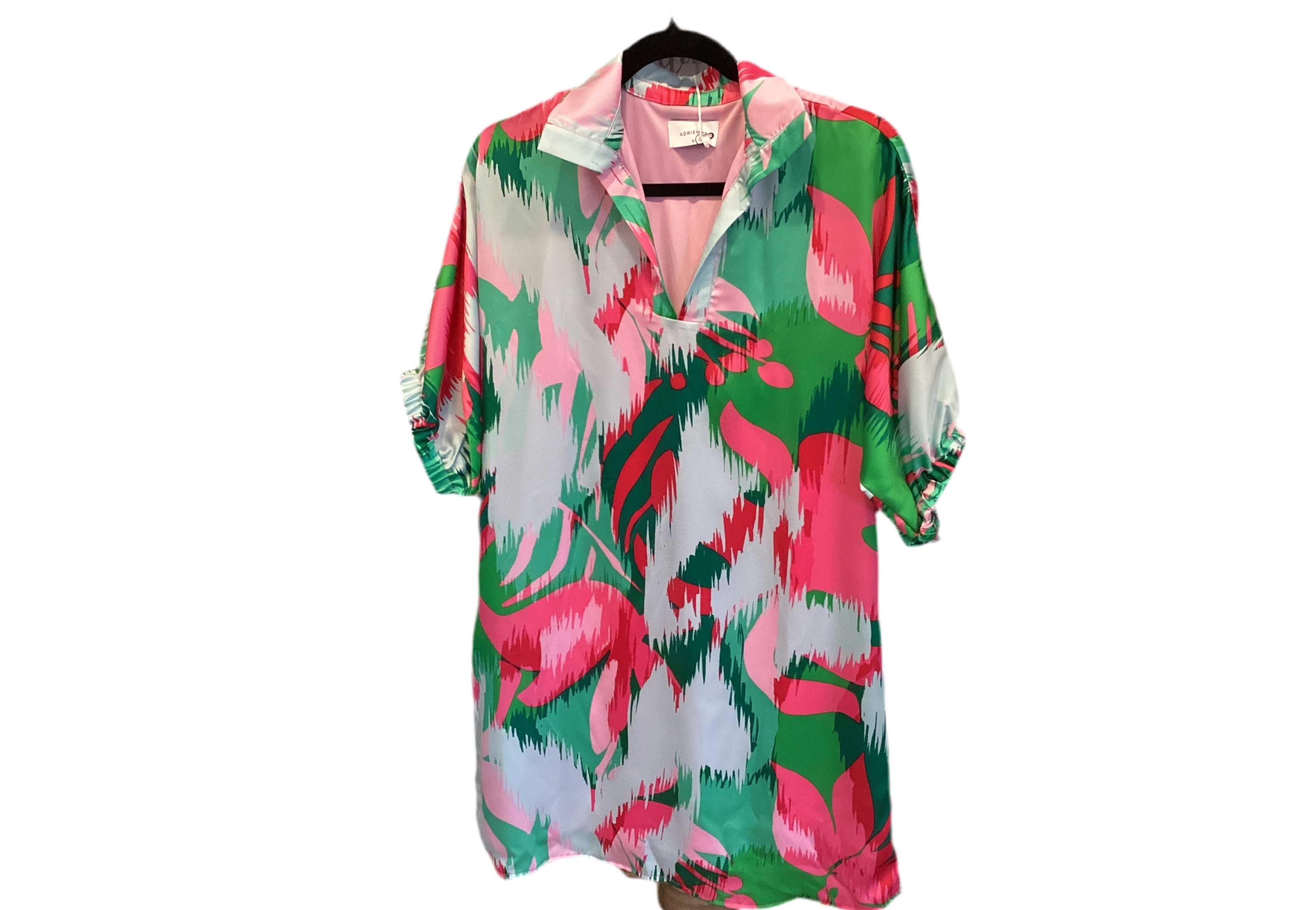 Pink Green Tropical Dress