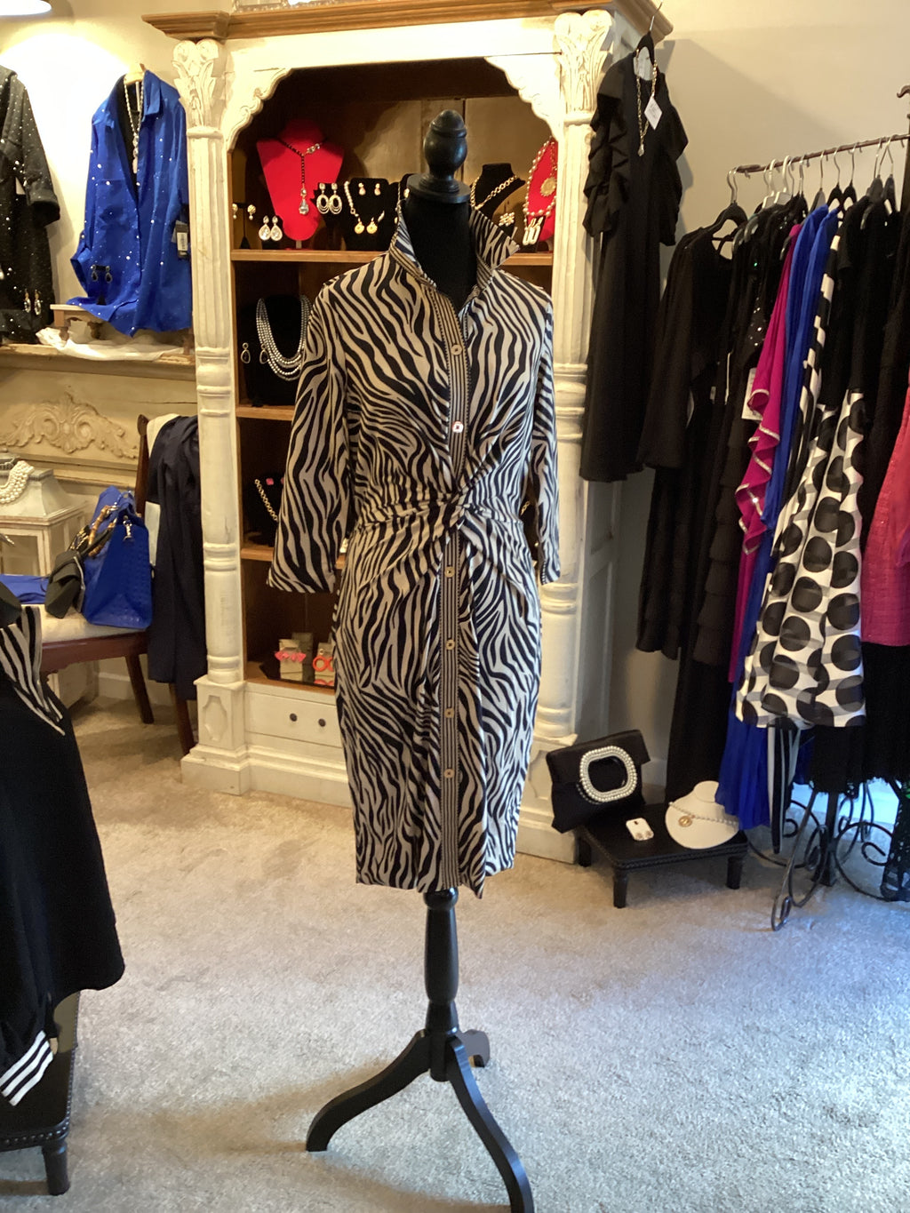 Gretchen Scott Zebra print twist and shout dress