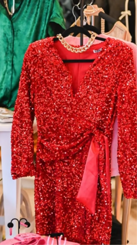 Red Sequin Mini Dress